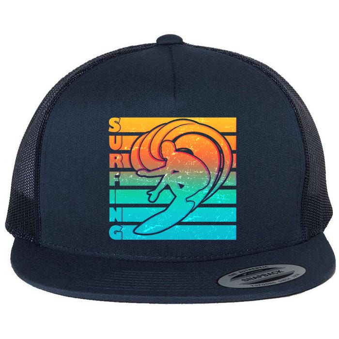 Retro Surfing Flat Bill Trucker Hat