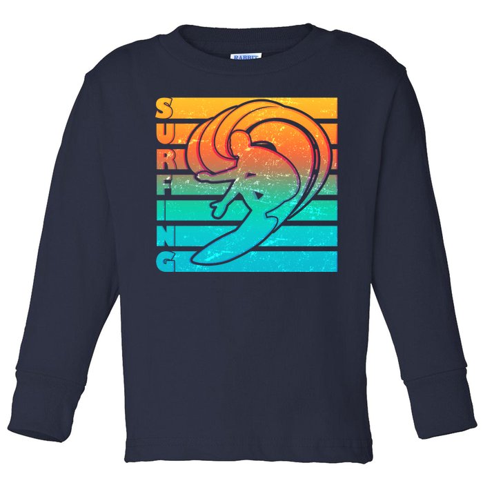 Retro Surfing Toddler Long Sleeve Shirt