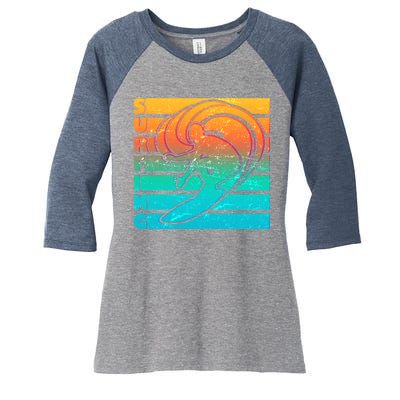 Retro Surfing Women's Tri-Blend 3/4-Sleeve Raglan Shirt