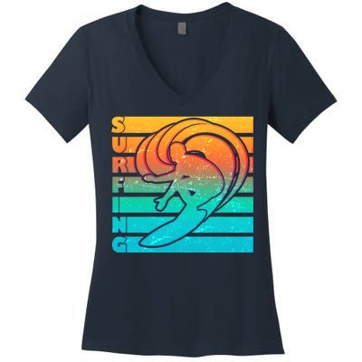 Retro Surfing Women's V-Neck T-Shirt