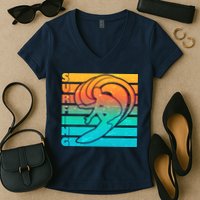 Retro Surfing Women's V-Neck T-Shirt