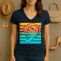 Retro Surfing Women's V-Neck T-Shirt