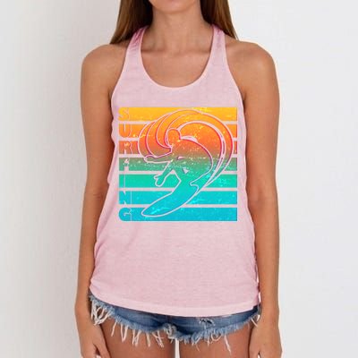 Retro Surfing Women's Knotted Racerback Tank