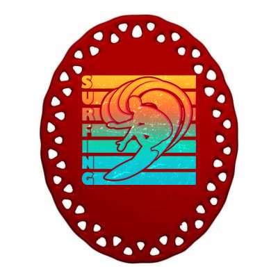 Retro Surfing Ceramic Oval Ornament