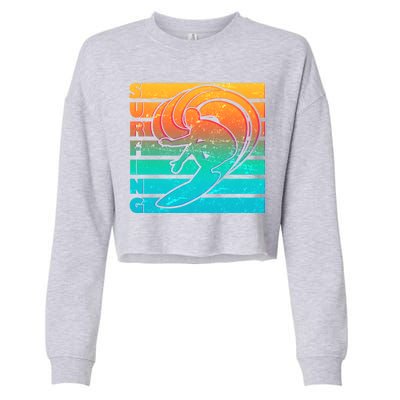 Retro Surfing Cropped Pullover Crew