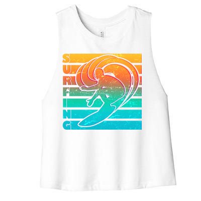 Retro Surfing Women's Racerback Cropped Tank