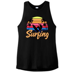 Retro Surfing Logo Ladies PosiCharge Tri-Blend Wicking Tank