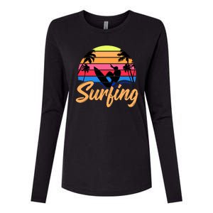 Retro Surfing Logo Womens Cotton Relaxed Long Sleeve T-Shirt