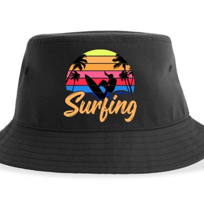 Retro Surfing Logo Sustainable Bucket Hat