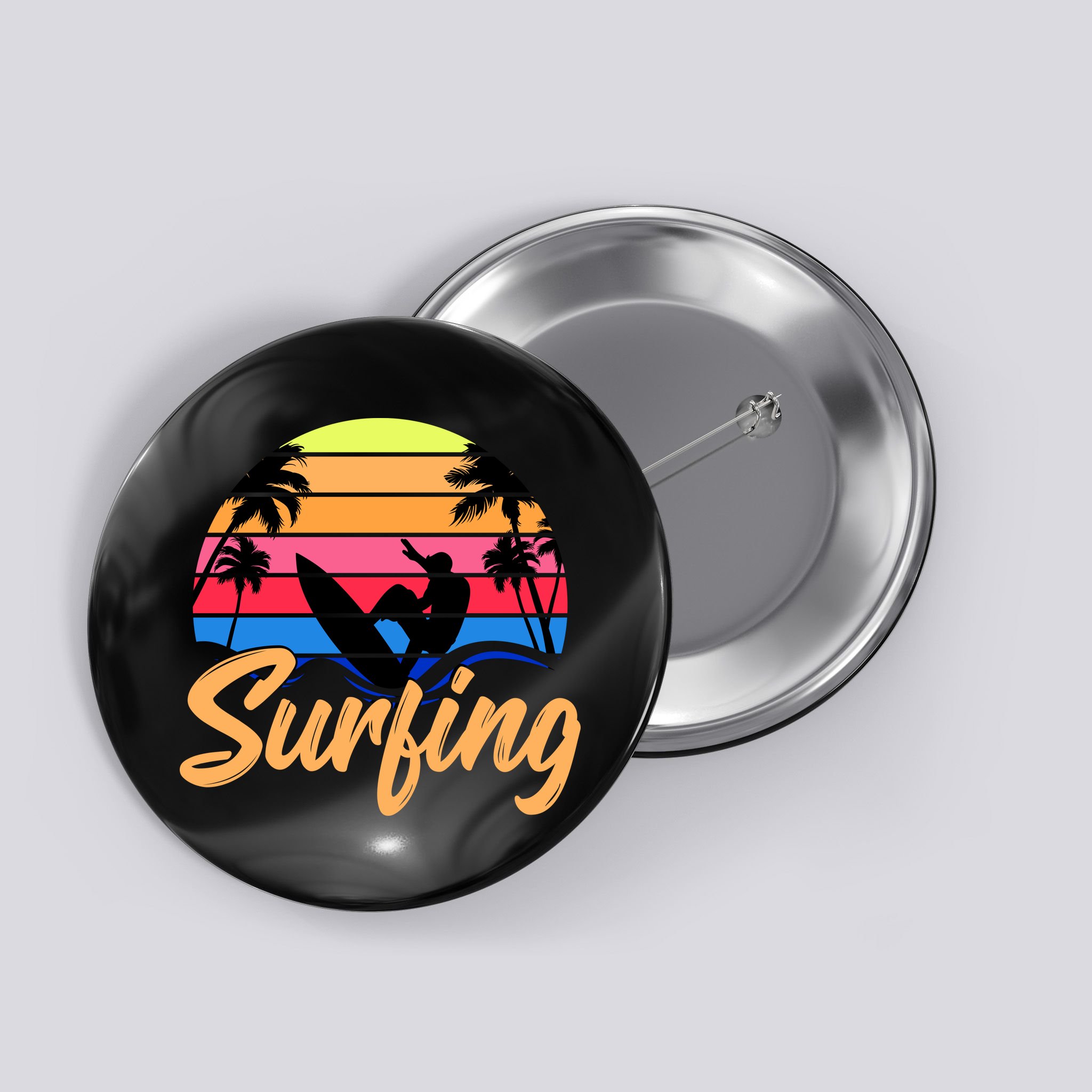 Retro Surfing Logo Button