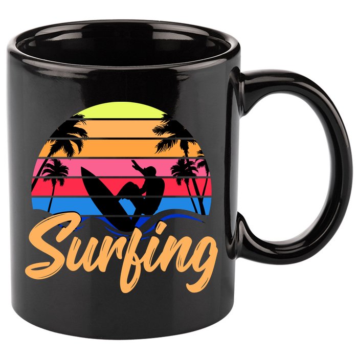 Retro Surfing Logo 11oz C Handle Ceramic Mug