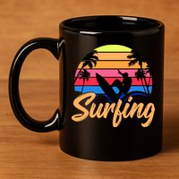 Retro Surfing Logo 11oz C Handle Ceramic Mug