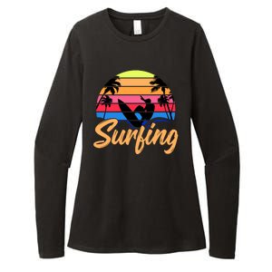 Retro Surfing Logo Womens CVC Long Sleeve Shirt