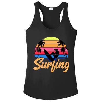 Retro Surfing Logo Ladies PosiCharge Competitor Racerback Tank