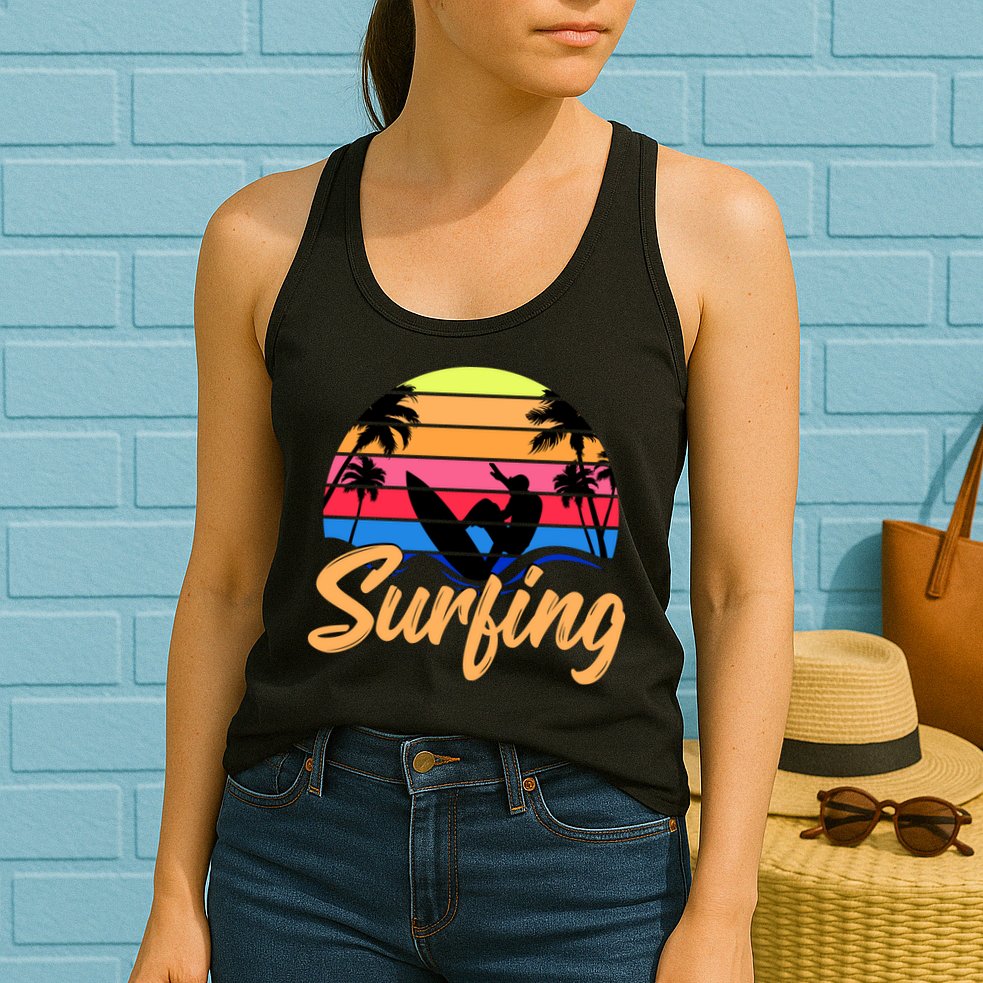 Retro Surfing Logo Womens Tank Top