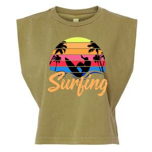 Retro Surfing Logo Garment-Dyed Women's Muscle Tee