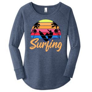 Retro Surfing Logo Women's Perfect Tri Tunic Long Sleeve Shirt