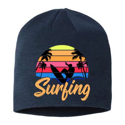 Retro Surfing Logo Sustainable Beanie