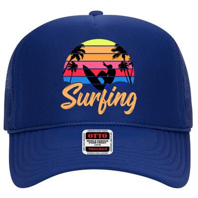 Retro Surfing Logo High Crown Mesh Back Trucker Hat