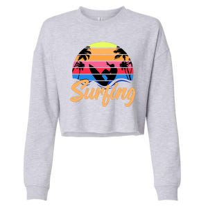 Retro Surfing Logo Cropped Pullover Crew