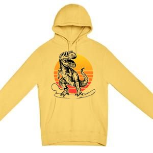 Retro Surfing T-Rex Premium Pullover Hoodie