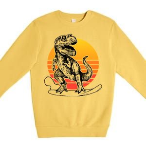 Retro Surfing T-Rex Premium Crewneck Sweatshirt