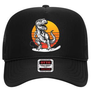 Retro Surfing T-Rex High Crown Mesh Back Trucker Hat