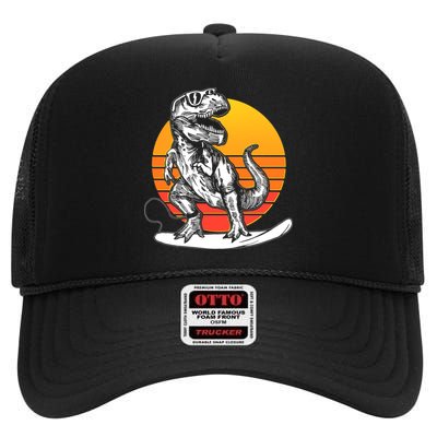 Retro Surfing T-Rex High Crown Mesh Back Trucker Hat