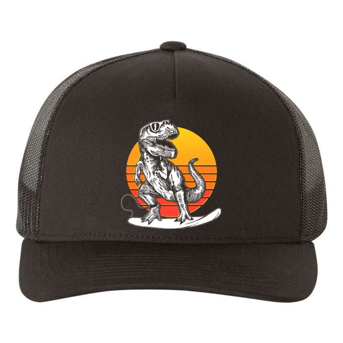 Retro Surfing T-Rex Yupoong Adult 5-Panel Trucker Hat