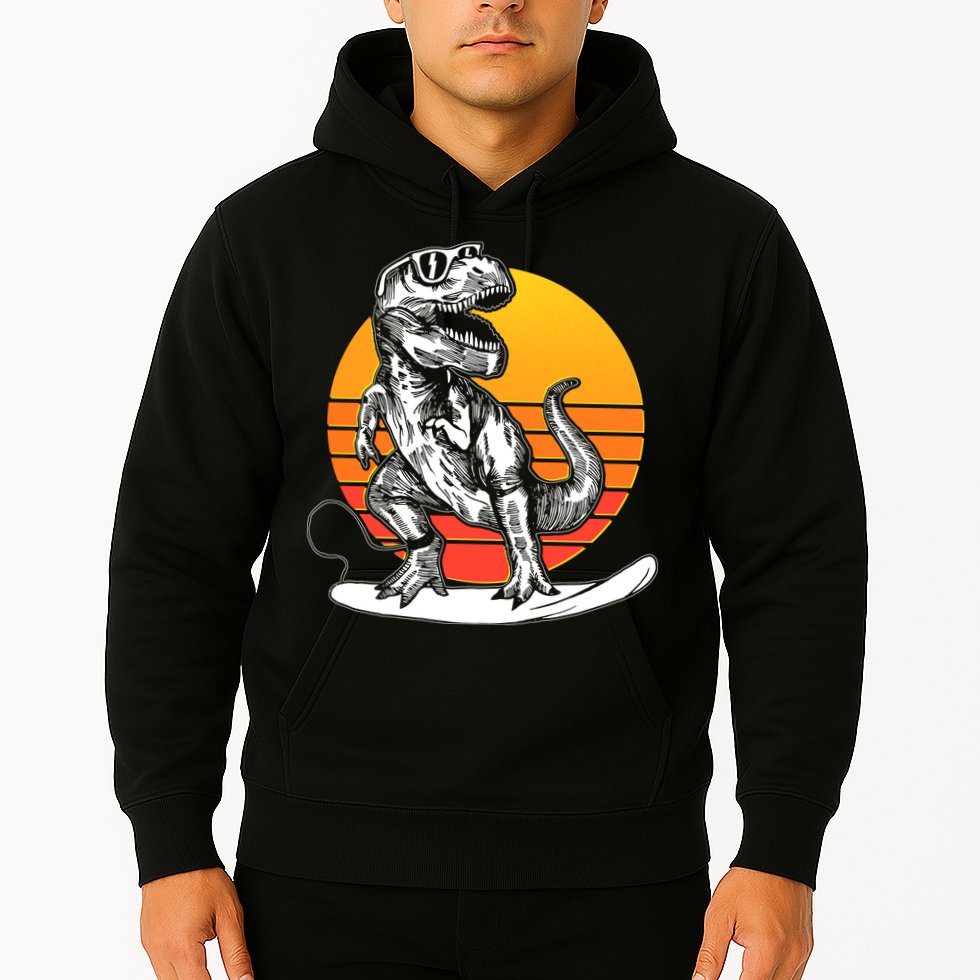 Retro Surfing T-Rex Hoodie