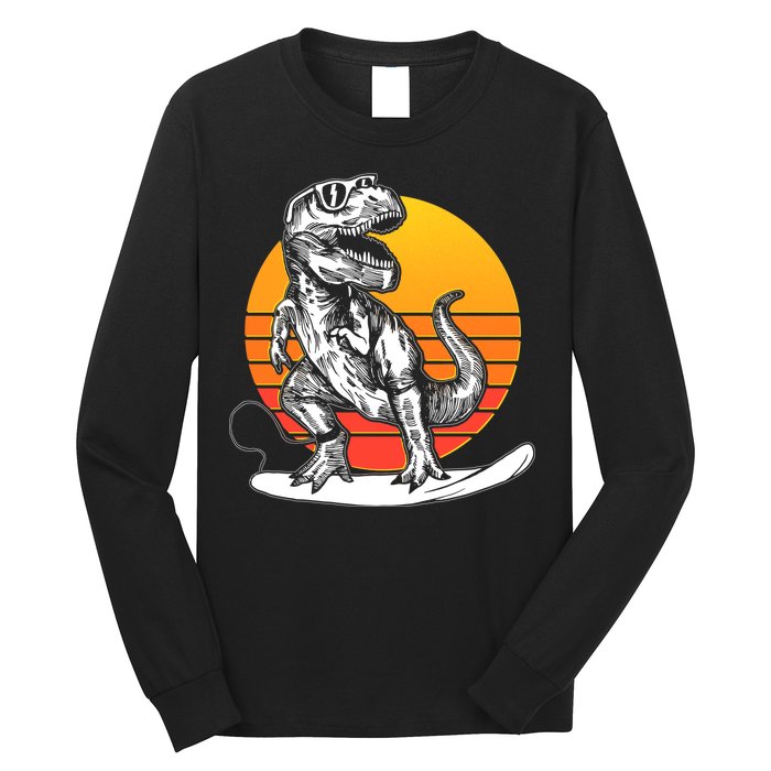 Retro Surfing T-Rex Long Sleeve Shirt