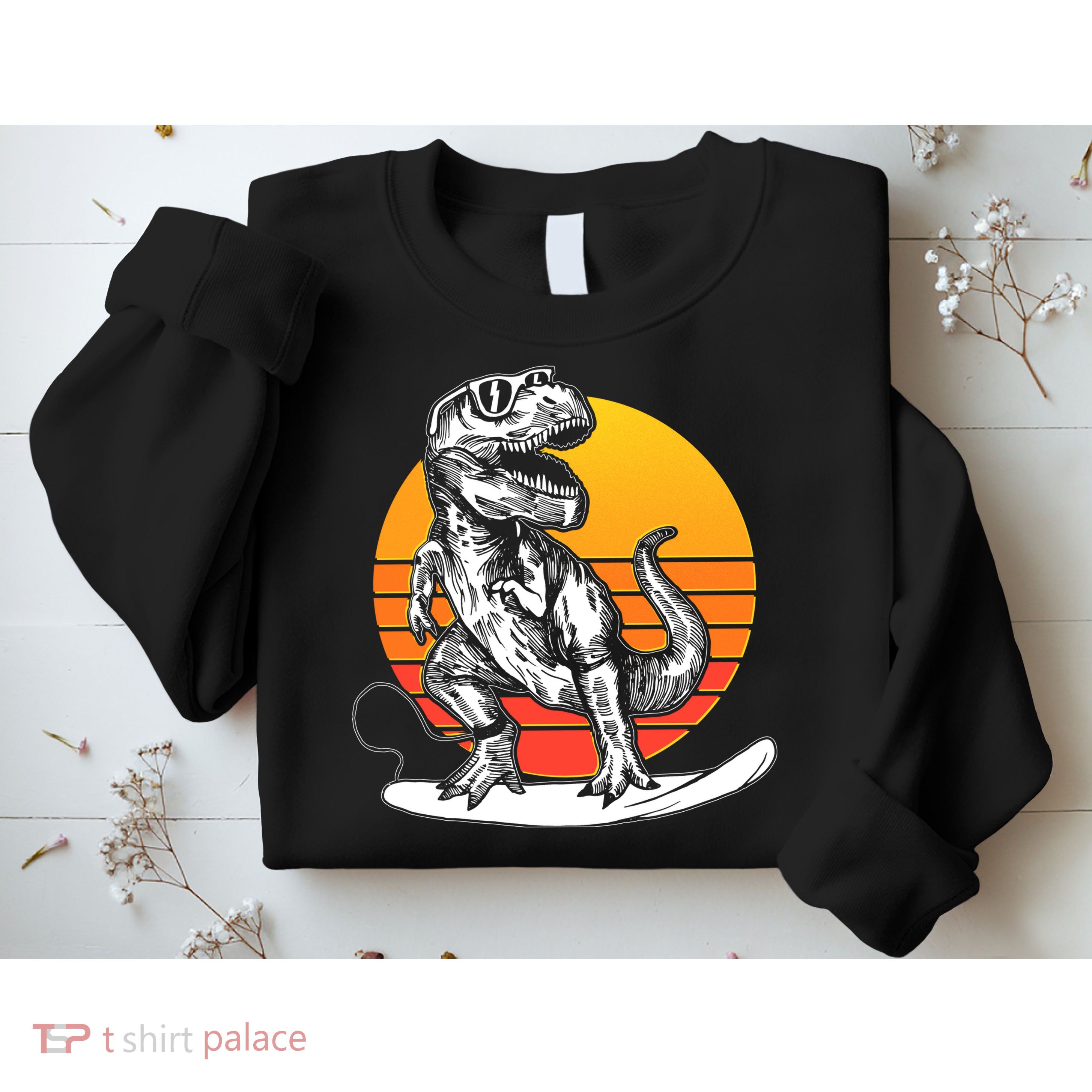 Retro Surfing T-Rex Sweatshirt