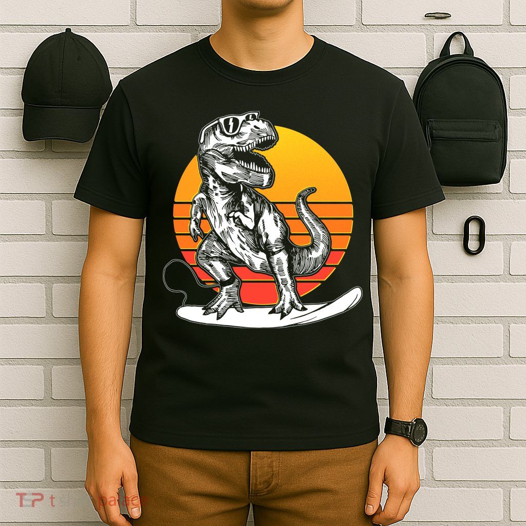 Retro Surfing T-Rex T-Shirt