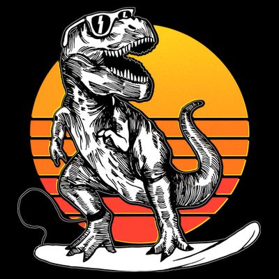 Retro Surfing T-Rex T-Shirt