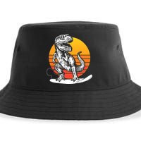 Retro Surfing T-Rex Sustainable Bucket Hat