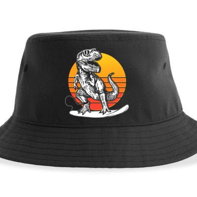 Retro Surfing T-Rex Sustainable Bucket Hat