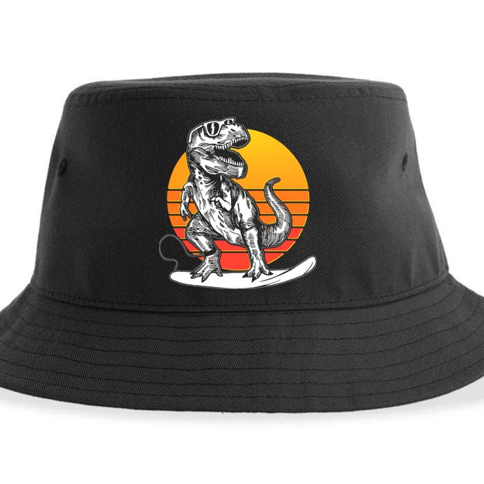 Retro Surfing T-Rex Sustainable Bucket Hat