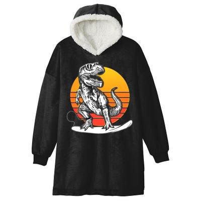 Retro Surfing T-Rex Hooded Wearable Blanket