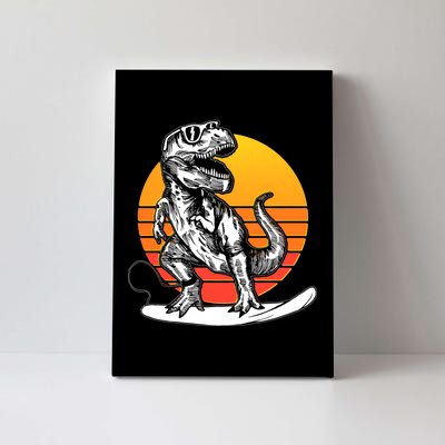 Retro Surfing T-Rex Canvas