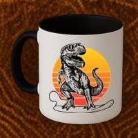 Retro Surfing T-Rex Mug