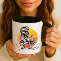 Retro Surfing T-Rex Mug