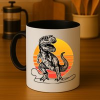 Retro Surfing T-Rex Mug