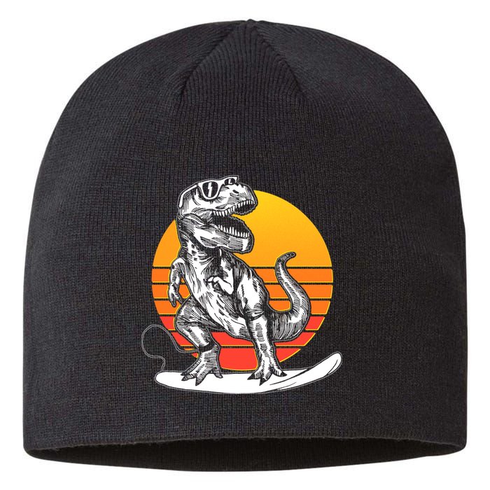 Retro Surfing T-Rex Sustainable Beanie