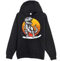Retro Surfing T-Rex Premium Pullover Hoodie
