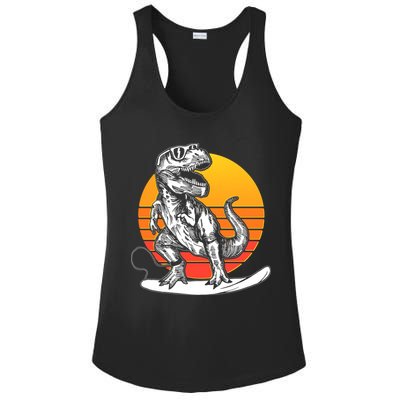Retro Surfing T-Rex Ladies PosiCharge Competitor Racerback Tank
