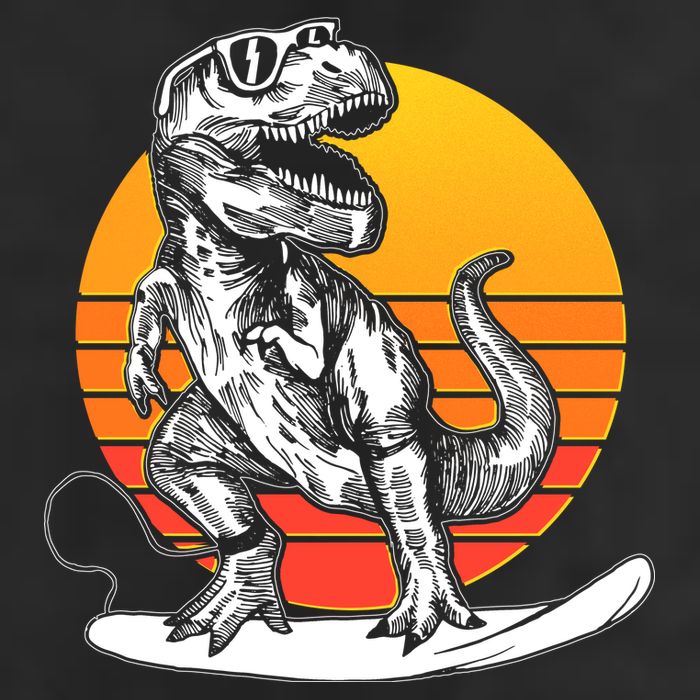 Retro Surfing T-Rex Tumbler