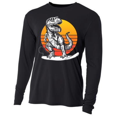 Retro Surfing T-Rex Cooling Performance Long Sleeve Crew