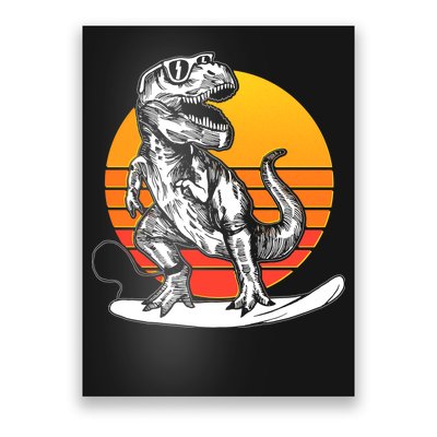 Retro Surfing T-Rex Poster