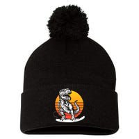 Retro Surfing T-Rex Pom Pom 12in Knit Beanie