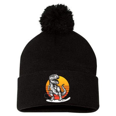 Retro Surfing T-Rex Pom Pom 12in Knit Beanie